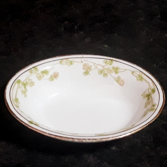 Antique 1912 Homer Laughlin Genesee Purple Flower Green Clover Oval Dish - Picture 4 of 10